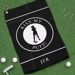 Toalla De Golf ¡Besa mi putt divertido humor de golfista Silueta