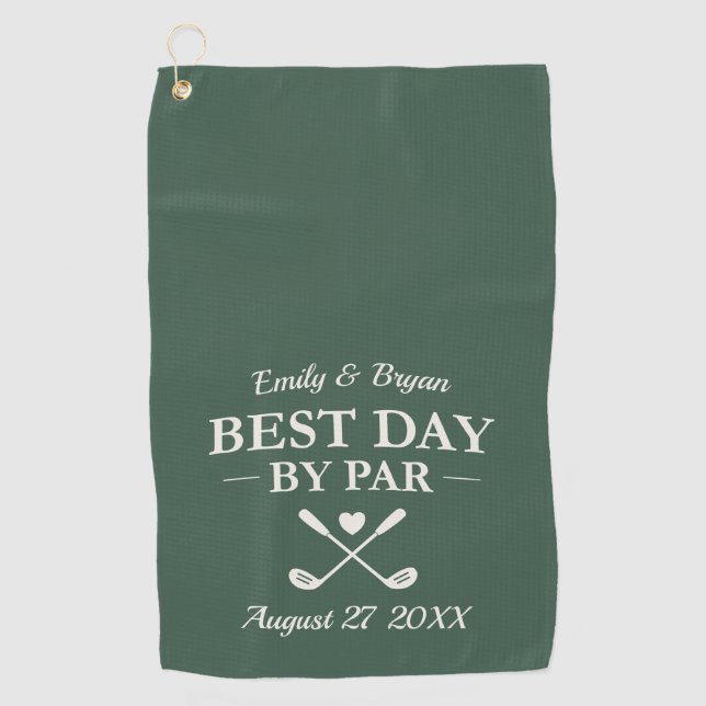 Toalla De Golf Best Day by Par Modern Personalized Wedding (Anverso)