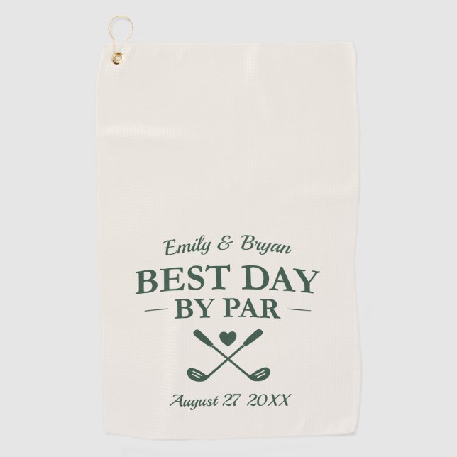 Toalla De Golf Best Day by Par Personalized Wedding (Anverso)