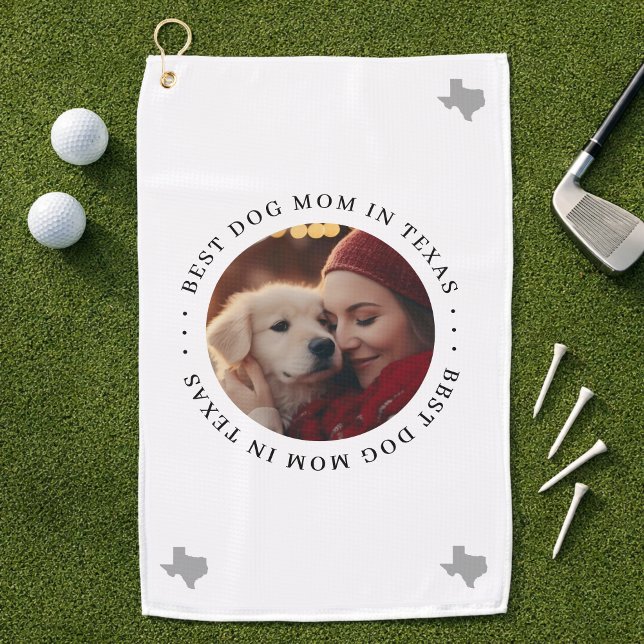 Toalla De Golf Best Dog Mom in Texas Personalized Photo (Personalize with your favourite dog mom with dog photo)