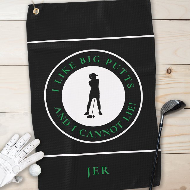 Toalla De Golf Big Putts Funny Lady Golfer Verde Negro moderno (Subido por el creador)