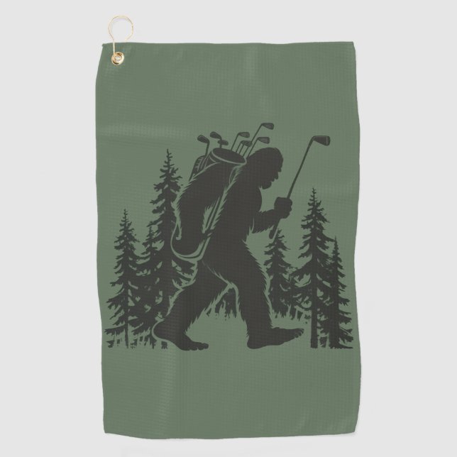 Toalla De Golf Bigfoot Golfer Tree Funny Sasquatch Golfing Golf (Anverso)