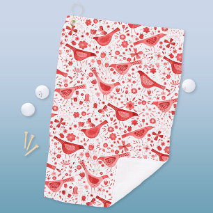 Toalla De Golf Bird Watercolor rojo Blanco