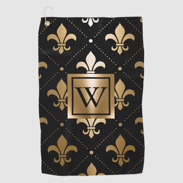 Toalla De Golf Black and Golden Fleur-de-lis (Anverso)