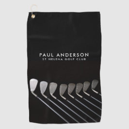 Toalla De Golf Black And White Golf Club Perosnalized Name Golfer