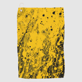 Toalla De Golf Black and Yellow Paint Splashes