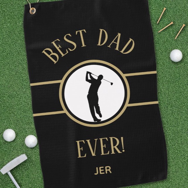 Toalla De Golf Black Best Dad Ever Golfer Sports Monograma Gold (Subido por el creador)