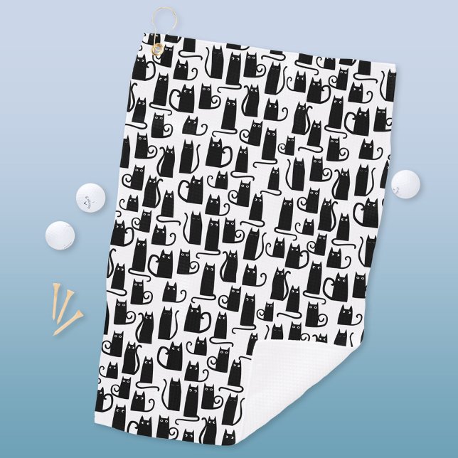 Toalla de golf Black Cat Pattern (Fun black cat pattern golf towel)