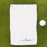 Toalla De Golf Black White Modern Script Girly Monograma Nombre<br><div class="desc">Toalla de golf de Monograma Blanco y Negro. Esto hace que el dulce perfecto cumpleaños 16,  boda,  ducha de novia,  aniversario,  ducha de bebé o fiesta de soltera sea regalo para alguien que ama el lujo glam y los estilos de moda.</div>