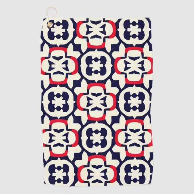 Toalla De Golf Blanco rojo y azul de lujo (Anverso)