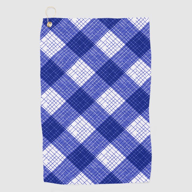 Toalla De Golf Blue and White Bold Checkered Plaid Design  (Anverso)
