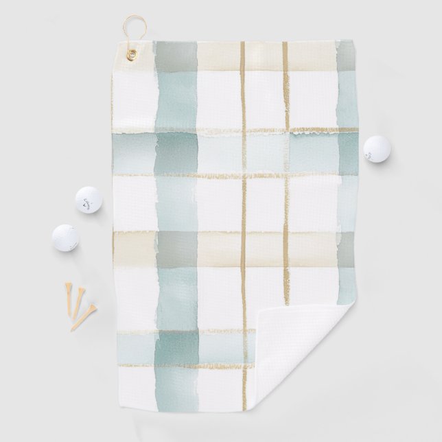 Toalla De Golf Blue Cream White Plaid   (In situ)
