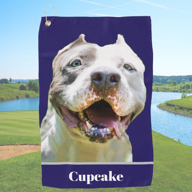 Toalla De Golf Blue Custom Name Dog Photo Personalized (Subido por el creador)