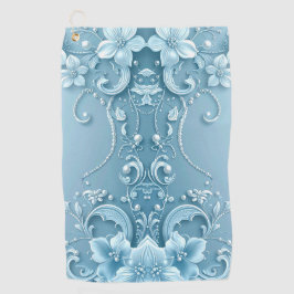 Toalla De Golf Blue Decorative Floral Golf Towel