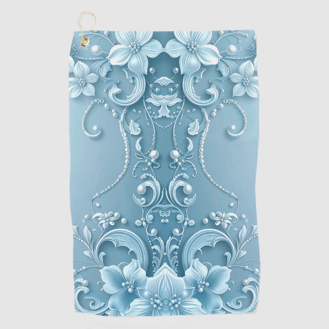 Toalla De Golf Blue Decorative Floral Golf Towel (Anverso)
