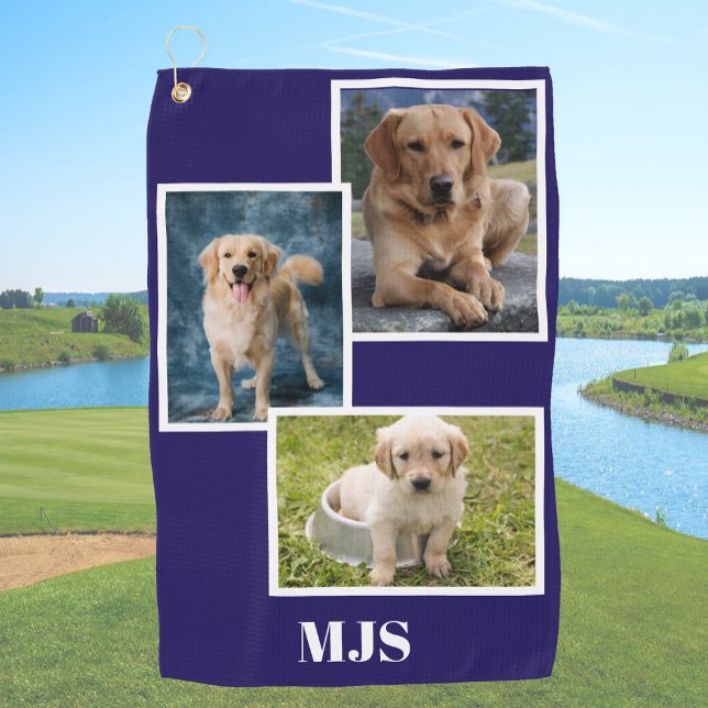 Toalla De Golf Blue Dog Photo Collage Monogram Personalized  (Subido por el creador)