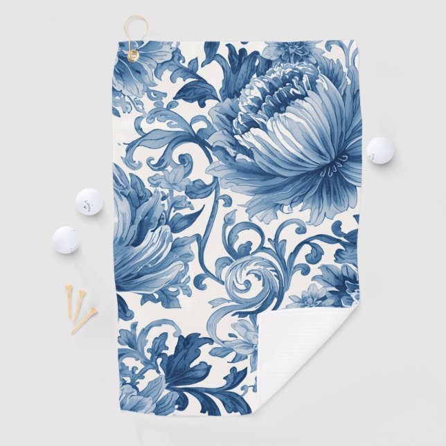 Toalla De Golf Blue Dreams | Floral Watercolor Chinoiserie (In situ)
