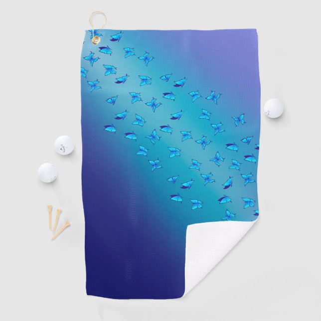 Toalla de golf Blue Enchanted Butterflies (In situ)