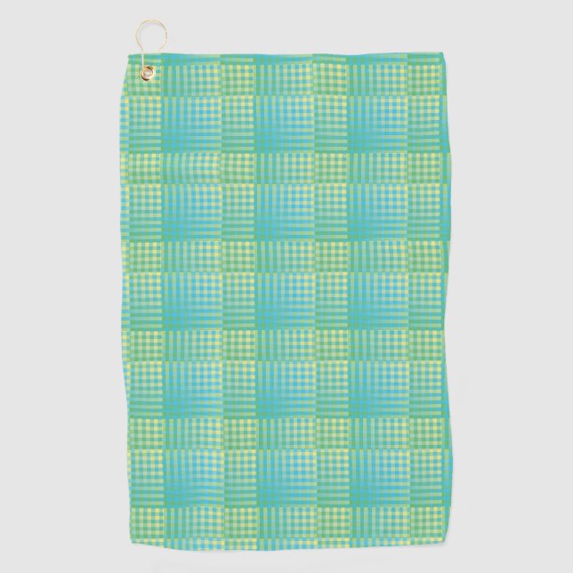 Toalla De Golf Blue Green Checker Abstract Pattern (Anverso)