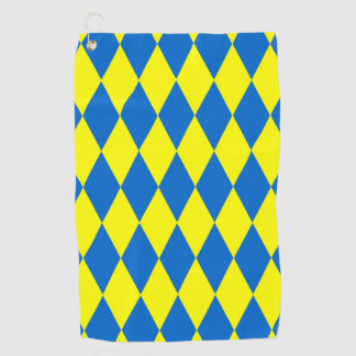 Toalla De Golf Blue Yellow Harlequin Checkered Design
