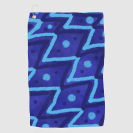 Toalla De Golf Blue Zig Zags Dots Funky Pattern