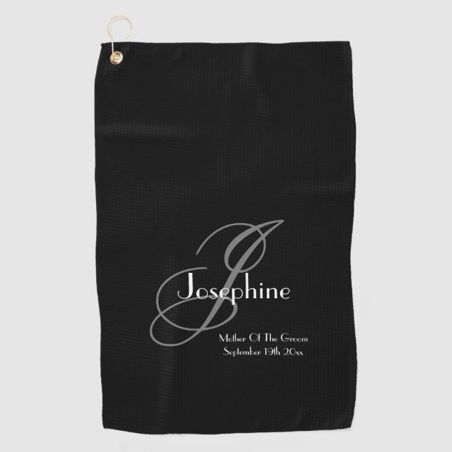 Toalla De Golf Boda Madre Del Regalo Groom Elegante Monograma (Anverso)