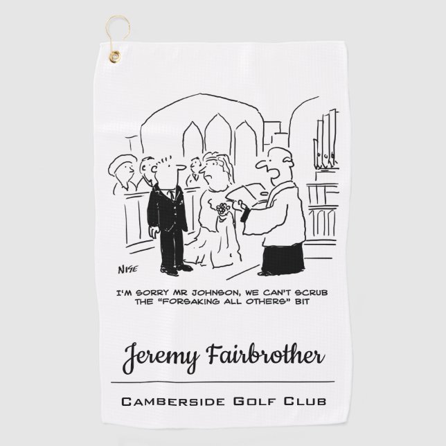 Toalla De Golf Boda Vows Church Service Vicar. Divertido (Anverso)