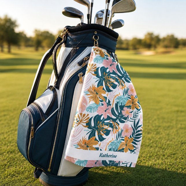Toalla De Golf Boho Tropical Hojas Flores (Subido por el creador)