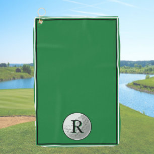 Toalla De Golf Bola de golf verde inicial monogramada personaliza