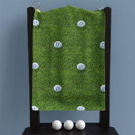 Toalla De Golf Bola de lunares verdes y blancos con monograma