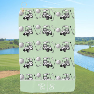 Toalla De Golf Bolas de Golf Divertidas Verdes con Monograma Pers