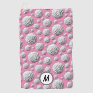 Toalla De Golf Bolas de golf: monograma rosa
