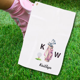 Toalla De Golf Bolsa de Golf Rosa Encantadora Personalizada con M