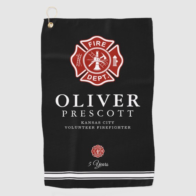 Toalla De Golf Bombero voluntario | Símbolo maltés cruzado negro (Anverso)