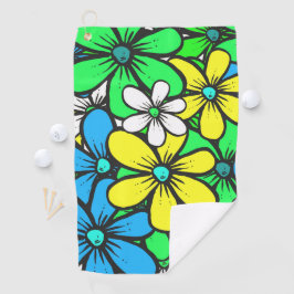 Toalla De Golf Bonito Brillante Verano Flores Azul Amarillo y Ver