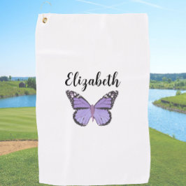 Toalla De Golf Bonito mariposa púrpura con nombre personalizado s