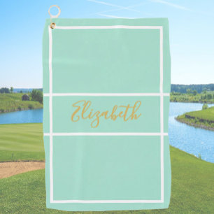Toalla De Golf Bonito simple de menta verde con nombre personaliz