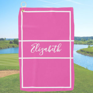 Toalla De Golf Bonito simple nombre personalizado rosa caliente m