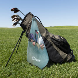 Toalla De Golf Bono eterno, cisnes negros y blancos enamorados.