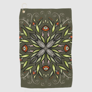 Toalla De Golf Bosque Oscuro Verde Ojos de Hongo Goblincore Tripp
