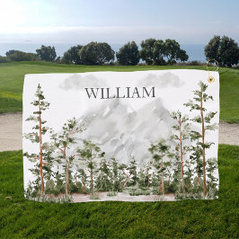 Toalla De Golf Bosque y Montaña de Acuarela Monogramada