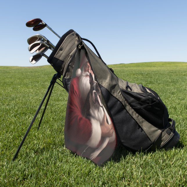 Toalla De Golf Boston Terrier con Navidades festivos de Santa Cla (Verde)