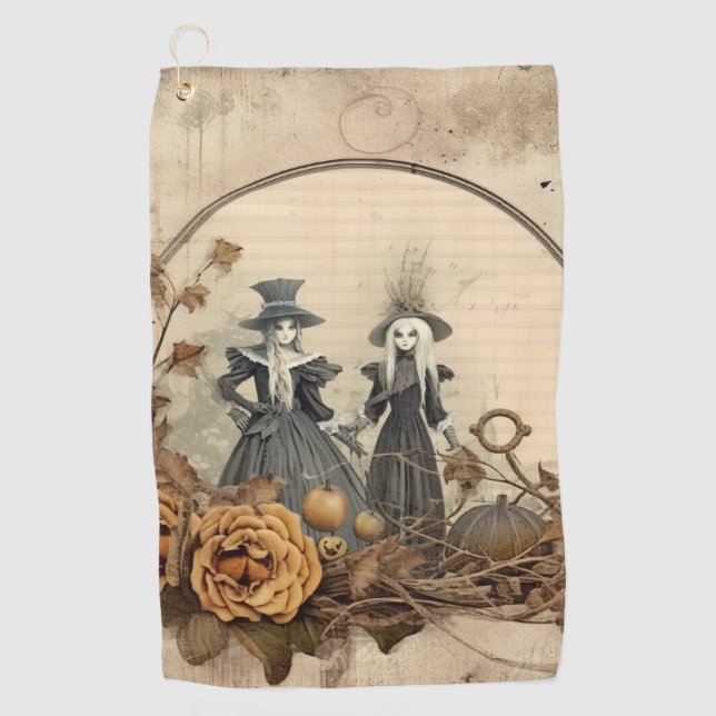 Toalla De Golf Brujería de Halloween vintage (12) (Anverso)