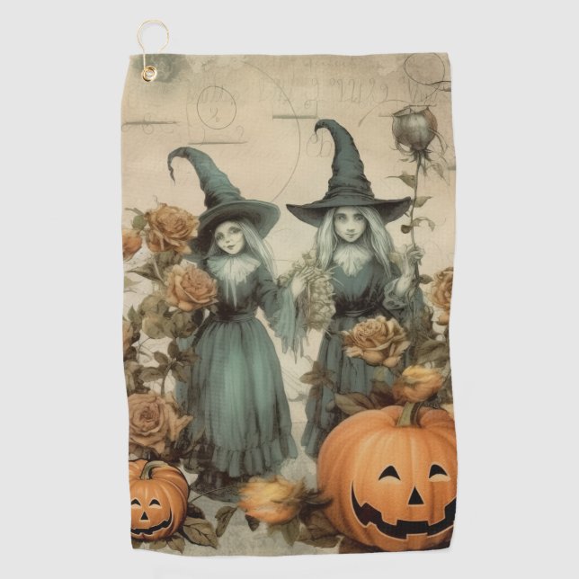 Toalla De Golf Brujería de Halloween vintage (6) (Anverso)