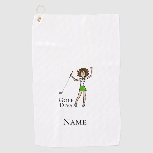 Toalla De Golf Brunette Woman Golf Diva Golf Toalla (Anverso)
