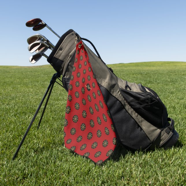 Toalla De Golf Budismo Rueda Dharma Dorada Personalizada (Verde)