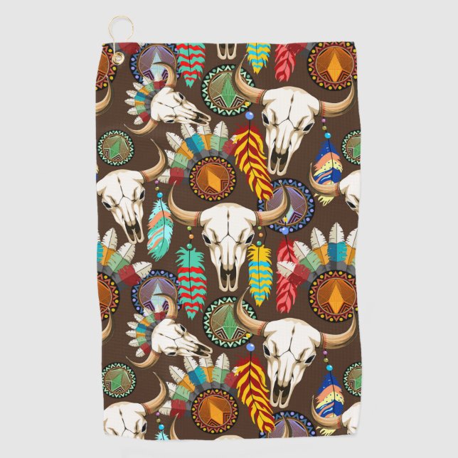 Toalla De Golf Buffalo Skull Native American Emblem (Anverso)