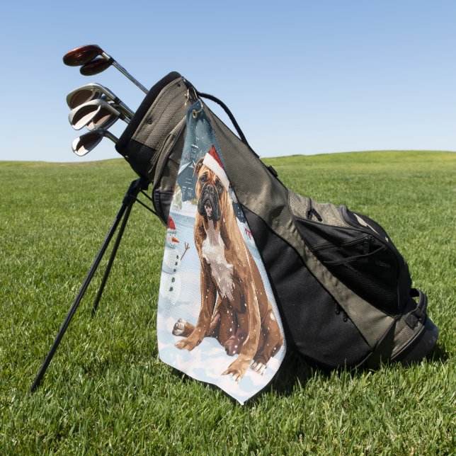 Toalla De Golf Bull Mastiff Dog Winter Wonderland Navidades Joy (Verde)