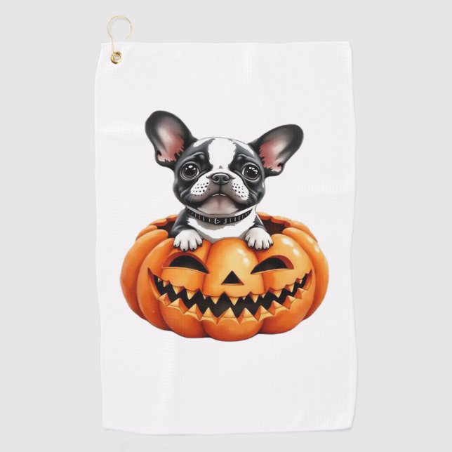 Toalla De Golf Bulldog francés Happy Halloween calabaza Classic T (Anverso)