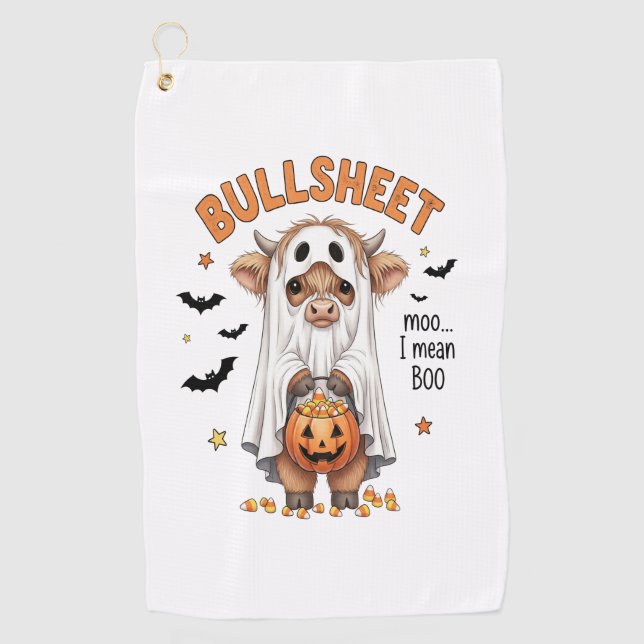 Toalla De Golf Bullsheet Highland Cow Funny Ghost (Anverso)